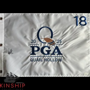 Ludvig Aberg signed 2025 PGA Championship Golf Flag JSA COA Masters Auto G143
