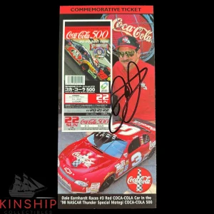 Dale Earnhardt Jr signed 1998 Coca-Cola 500 Ticket JSA 1st Race w Dale Sr Z2230