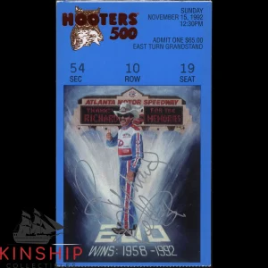 Richard Petty signed 1992 Hooters 500 Ticket JSA COA NASCAR Rare Last Race Z2119