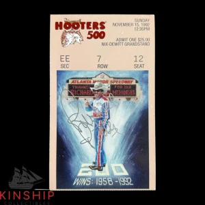 Richard Petty signed 1992 Hooters 500 Ticket JSA COA NASCAR Rare Last Race Z2219