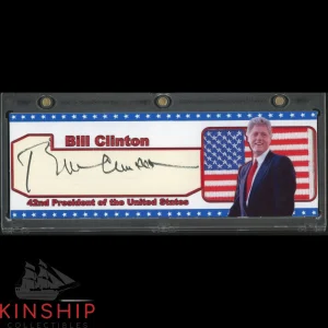 President Bill Clinton signed Cut Custom Flag Patch Booklet JSA COA Auto Z2238