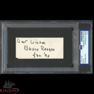 Nancy Reagan signed cut PSA DNA Slabbed Inscribed Auto President Wife C4550