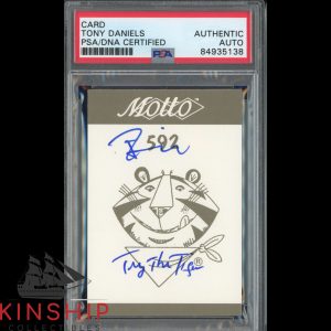 Tony Daniels signed 1987 Motto Tony the Tiger Card PSA DNA Slabbed Auto C4373