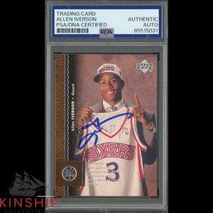 Allen Iverson signed 1996-97 Upper Deck Rookie #91 Card PSA DNA Slab Auto C4643