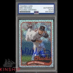 Mike Mussina signed 2024 Topps Chrome Card PSA DNA Slab Inscribed HOF Auto C4617