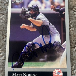 1992 Leaf Matt Nokes # 102 signed autographed card New York Yankees