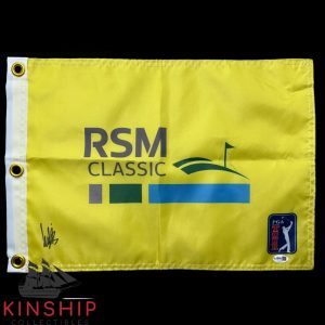 Ludvig Aberg signed RSM Classic Pin Flag JSA COA Ryder Cup Masters Golf G163