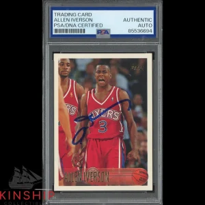 Allen Iverson signed 1996 Topps Rookie Card #171 PSA DNA Slabbed Auto HOF C4801