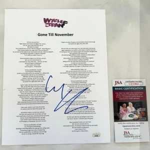 Wyclef Jean Signed Lyric Sheet Gone Till November JSA 1 COA