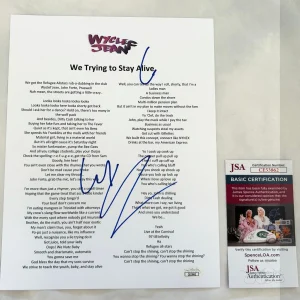 Wyclef Jean Signed Lyric Sheet We Trying To Stay Alive JSA COA