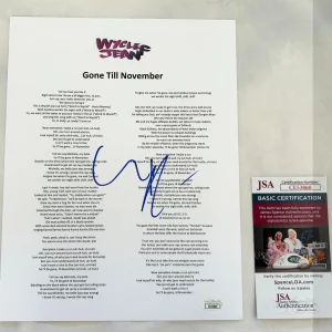 Wyclef Jean Signed Lyric Sheet Gone Till November JSA COA