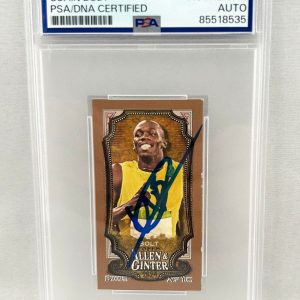 Usain Bolt Signed Card 2024 Topps Allen & Ginter Mini Brown #208 Olympics PSA...