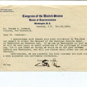 Fletcher Hale New Hampshire US Representative Congress Signed Autograph TSL