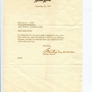 Stanley Marcus Neiman Marcus CEO Signed Autograph TLS