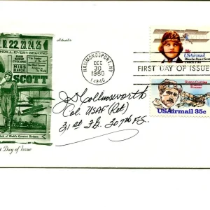 Jerry Collinsworth WWII War Fighter Ace Signed Autograph FDC