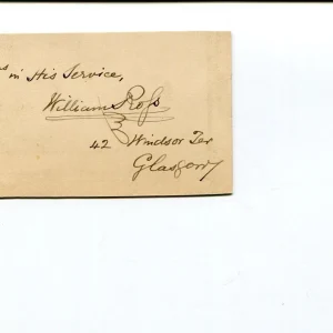 William Ross of Cowcaddens Scottish Clergy Free Church Glasgow Signed Autograph