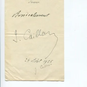 Joseph Caillaux Prime Minister Of France Signed Autograph