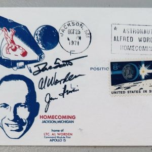 Jim Irwin Dave Scott Al Worden Signed Auto First Day Cover JSA LOA Apollo 15 XV