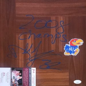 Darnell Jackson Signed Floorboard w/ JSA COA Kansas Jayhawks 2008 Champs Insc.