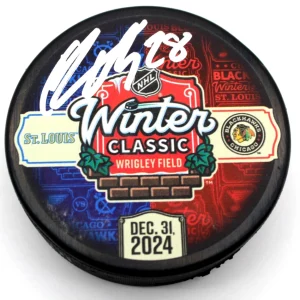 Colton Dach Signed Chicago Blackhawks 2024 Winter Classic Hockey Puck w/COA #1