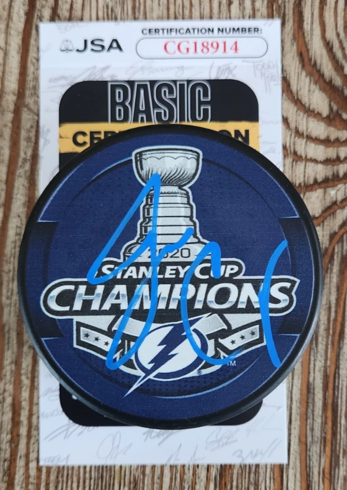 Jon Cooper Signed 2020 Stanley Cup Champions Puck JSA COA Tampa Bay Lightning 1