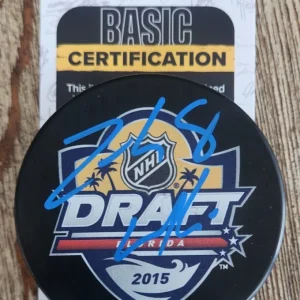 Zach Werenski Signed 2015 NHL Draft Puck JSA COA #CG18901 Columbus Blue Jackets