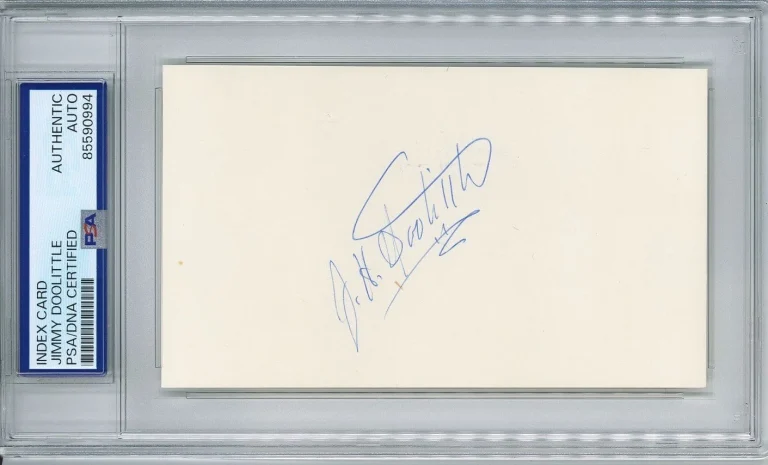 JIMMY DOOLITTLE SIGNED INDEX CARD PSA DNA 85590994 (D) WWII MOH RECIPIENT