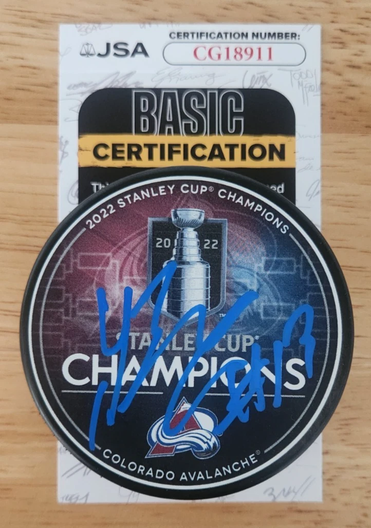 Valeri Nichushkin Signed 2022 Stanley Cup Champions Puck w/ JSA COA Avalanche