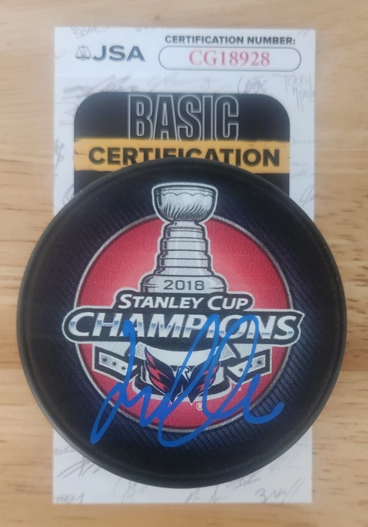 Lars Eller Signed 2018 Stanley Cup Champions Puck w/ JSA COA Washington Capitals