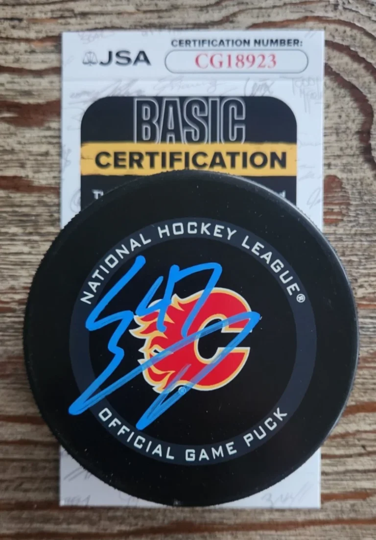 Connor Zary Signed Official NHL Game Puck w/ JSA COA #CG18923 Calgary Flames