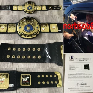 VINCE MCMAHON SIGNED WWE WWF CHAMPIONSHIP LEATHER BELT w/EXACT PROOF BECKETT COA