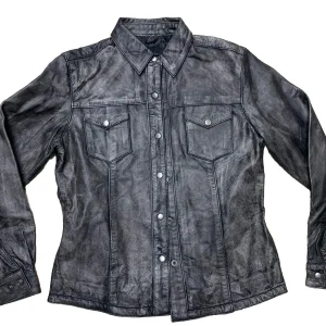 Womens Element Gray Distressed Look Leather Motorcycle Biker Jacket Large