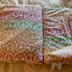Tommy Hilfiger Twin Flat & Fitted Sheet Rare Peace Sign 100% Cotton