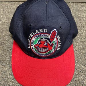 VINTAGE CLEVELAND INDIANS 1995 CENTRAL DIVISION CHAMPIONS SNAPBACK HAT RARE