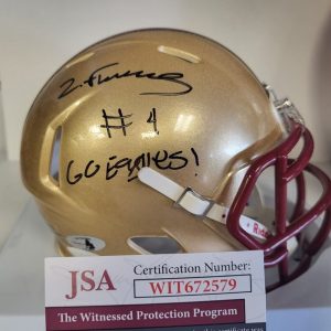 ZAY FLOWERS #4 GO EAGLES! BOSTON COLLEGE SIGNED AUTOGRAPHED MINI HELMET JSA *
