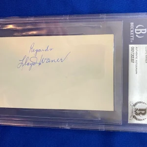 LLOYD WANER BASEBALL GREAT SIGNED AUTOGRAPHED INDEX CARD BECKETT AUTHENTIC