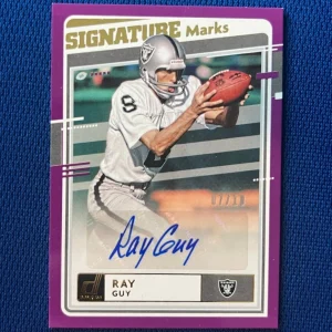 2020 DONRUSS RAY GUY OAKLAND RAIDERS SIGNATURE MARKS PURPLE AUTO 7/10 #SM-RG