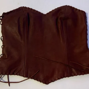 Native American Style Brown Soft Leather Western Lace Up Bustier  34"