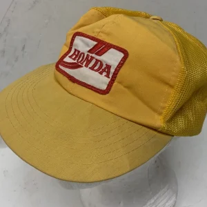 80's Deadstock Vintage Yellow Honda W/ Red Patch Trucker Hat M1