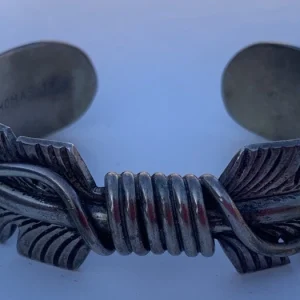 Heavy Sterling Silver Double Feather Bracelet by M. Thomas Jr.+ ESTATE FRESH B7