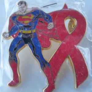 Superman Red Ribbon Aids Awareness 2" Limited LE 100 Collectors Pin