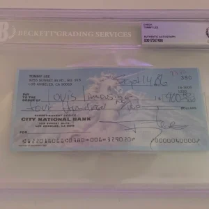 Tommy Lee Motley Crue Autographed Signed Check Beckett Certified & Slabbed #1