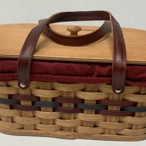 Amish Hand Made Medium Picnic Sewing Storage Woven Wicket Basket 18" x 10" x 6"