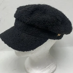 Juicy Couture Womens Lambs Wool Brimmed Newsboy Cap Hat Black B11