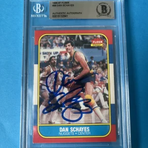 Dan Schayes Nuggets 1986 NBA Fleer Card Signed Auto Beckett BAS Slabbed