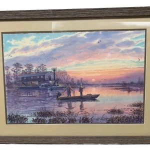 Herb Booth Signed 1 of 5 Giclee Print Myron Rodrigue’s Fishing Hunting Barge