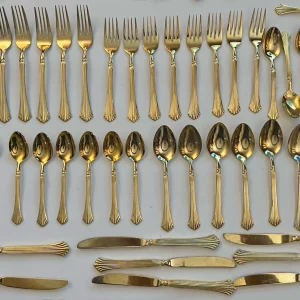 47 Pc Rogers Gold Plated Pavilion 120211 Silverware Flatware Stainless Korea