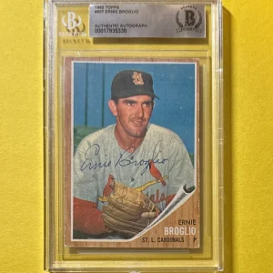 1962 TOPPS ERNIE BROGLIO #507 BECKETT AUTHENTIC SIGNED AUTOGRAPH CARD CARDINALS