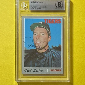 1970 TOPPS FRED LASHER #356 BECKETT AUTHENTIC SIGNED AUTOGRAPH CARD TIGERS
