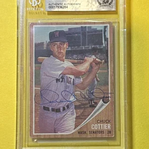 1962 TOPPS CHUCK COTTIER #27 BECKETT AUTHENTIC SIGNED AUTOGRAPH CARD SENATORS